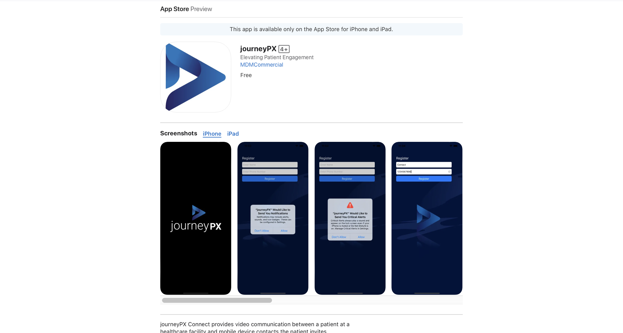 JourneyPX iOS preview.